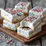 Served protein ice cream sandwich cut and ready